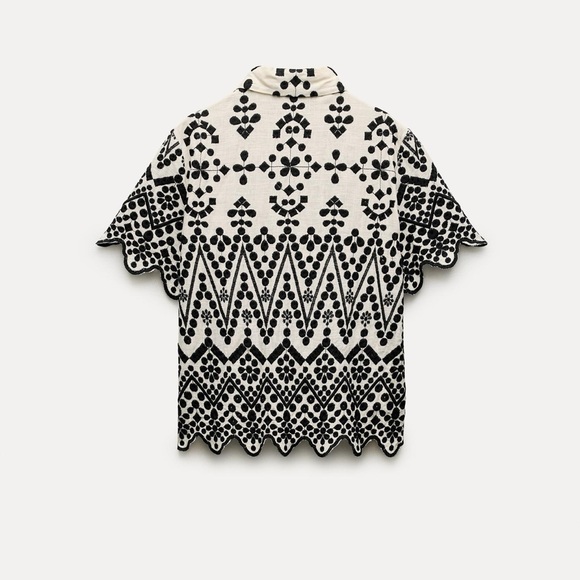 Zara contrast embroidered shirt. ZW collection - Picture 4 of 10